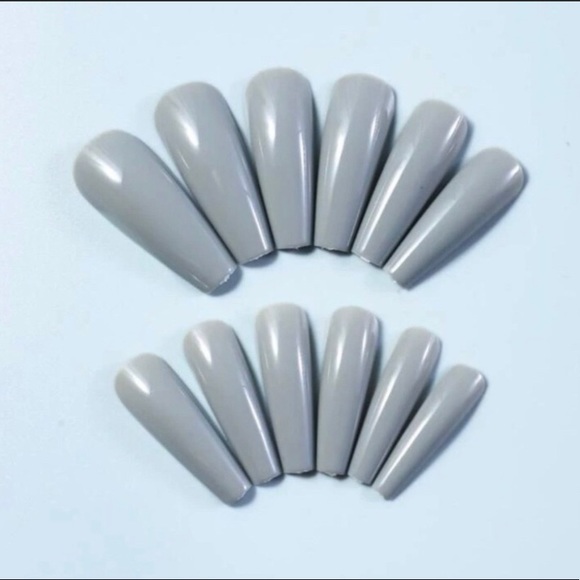 Grey Coffin Press On Nails - Picture 2 of 2